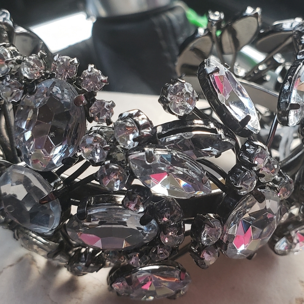 Rhinestone Set Adjustable Cuff Bracelet - image 6